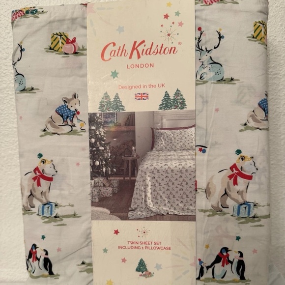 Cath Kidston London ~ Twin 3pc Sheet SetChristmas Animals Cream ~ 100% Cotton